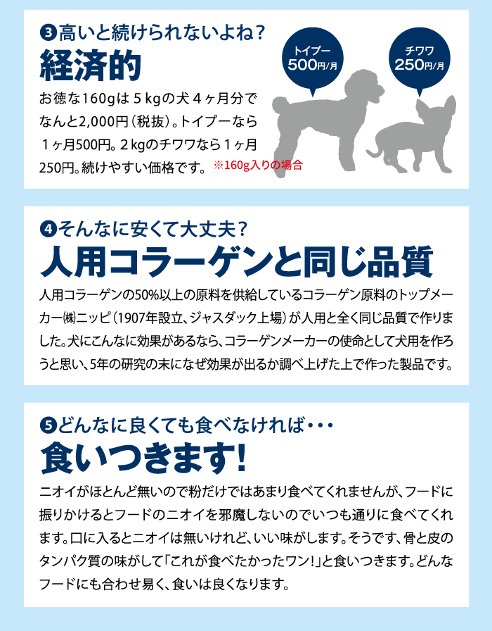 楽天市場 犬用サプリメント ニッピ あしたも走ろっ 牛由来 40g 足腰想いのコラーゲン 健康補助食品 5kgの犬約1ヶ月分 ペットガーデン紀三井寺