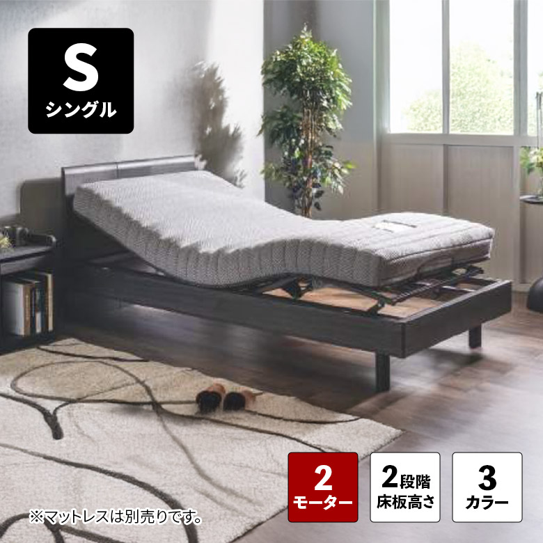 【19日20時～ 全商品ポイント10倍!!】 電動ベッド 2モーター 電動リクライニングベッド シングル ベッド フレームのみ 木目調 木製 フラット 介護ベッド 介護用ベッド シングルベッド おしゃれ モダン シンプル ブラック ブラウン ライトグレー｜Five season