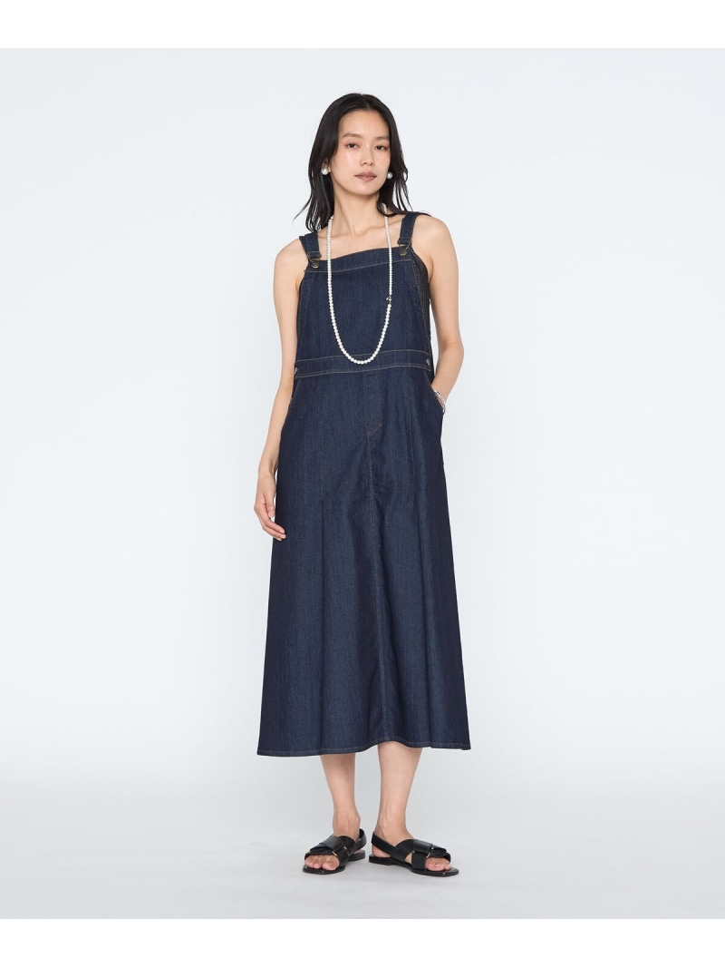 ダック/中空デニム ジャンパースカート Maison Platinum コムサ ワンピース・ドレス ジャンパースカート ブルー グリーン ベージュ【送料無料】[ Fashion]