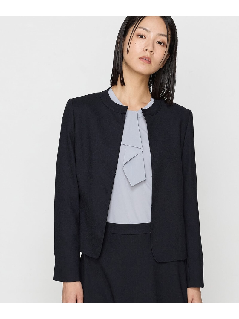 【SALE／50%OFF】【セットアップ対応】ウールジョーゼット ジャケット COMME CA コムサ ジャケット・アウター ノーカラージャケット ネイビー【RBA_E】【送料無料】[ Fashion]｜FIVEFOXes ONLINE STORE