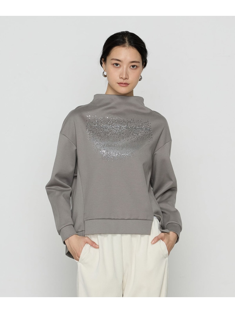 【SALE／37%OFF】[ +サイズ ] ダンボールニット 箔プリント\u0026スパンコール刺繍プルオーバー Gabardine K.T + コムサ トップス カットソー・Tシャツ グレー ブラック【RBA_E】【送料無料】[ Fashion]