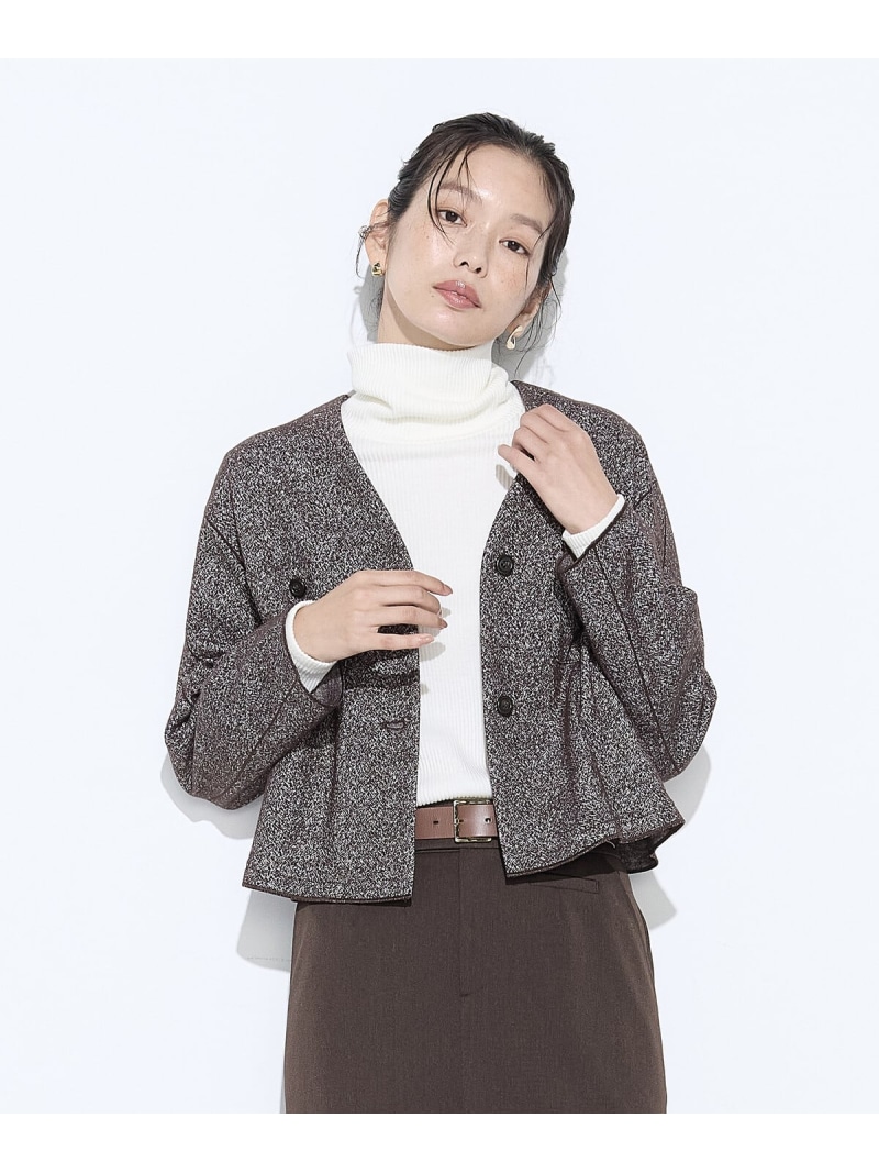 【SALE／30%OFF】[ Sサイズ ] ツイード柄リバージャージー ノーカラージャケット COMME CA S-SIZE コムサ ジャケット・アウター ノーカラージャケット ブラック ブラウン【RBA_E】【送料無料】[ Fashion]｜FIVEFOXes ONLINE STORE