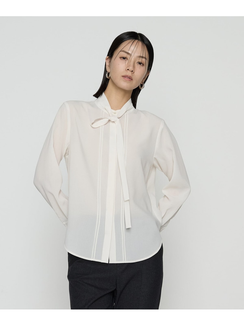 【SALE／10%OFF】フィネスボイル ボウタイシャツ COMME CA コムサ トップス シャツ・ブラウス ブラック ホワイト ブルー【RBA_E】【送料無料】[ Fashion]