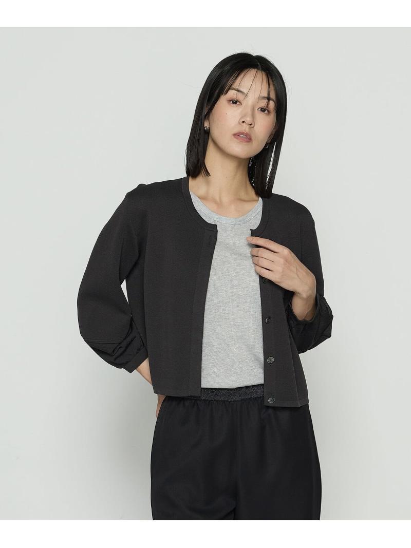 【SALE／30%OFF】ブライトストレッチヤーン ミラノリブショートジャケット Gabardine K.T コムサ ジャケット・アウター ノーカラージャケット グレー ブラック【RBA_E】【送料無料】[ Fashion]｜FIVEFOXes ONLINE STORE