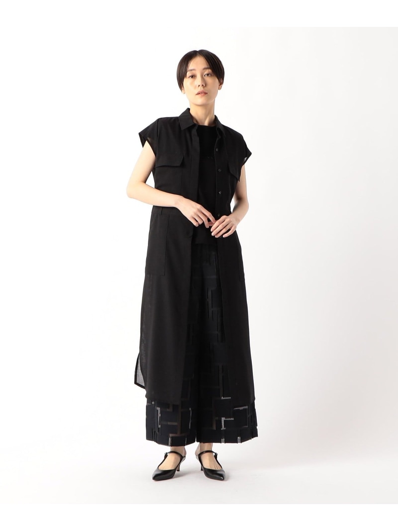 【SALE／30%OFF】[ TALLサイズ ] シアーボイル シャツワンピース COMME CA TALL コムサ ワンピース・ドレス ワンピース ブラウン ブラック【RBA_E】【送料無料】[ Fashion]