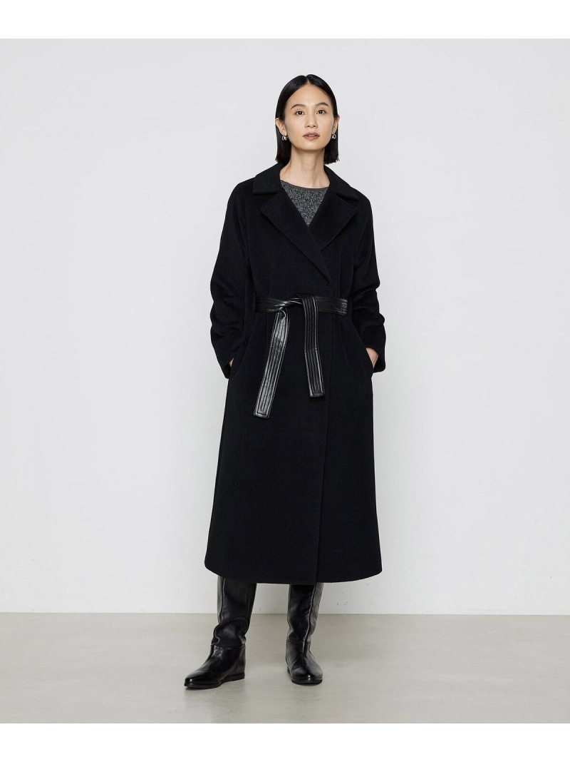 【SALE／43%OFF】アンゴラウール コンバーチブルロングコート K.T KIYOKO TAKASE コムサ ジャケット・アウター その他のジャケット・アウター グレー ブラック【RBA_E】【送料無料】[ Fashion]