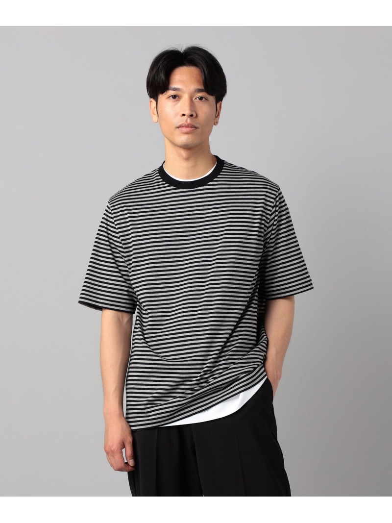 【接触冷感】ボーダー Tシャツ COMME CA MEN コムサメン トップス カットソー・Tシャツ グレー ブラック【送料無料】[ Fashion]