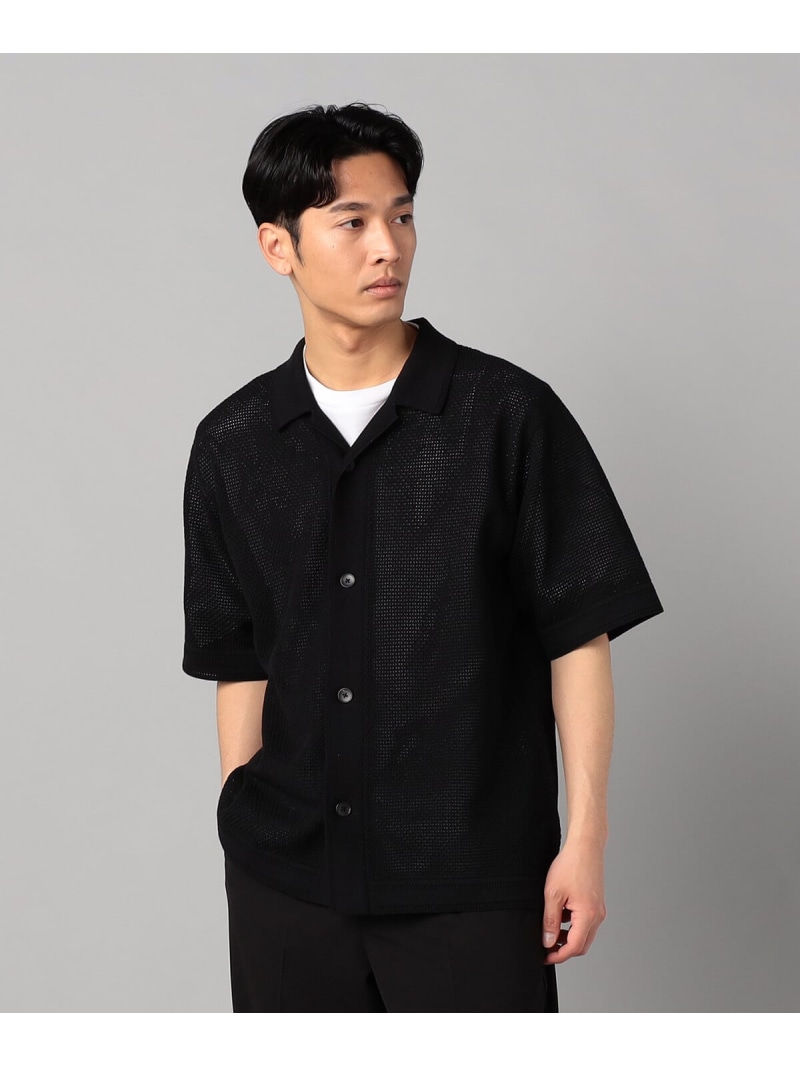 【SALE／40%OFF】鹿の子透かし編みオープンカラー ニットシャツ COMME CA MEN コムサメン トップス ニット ブラック ベージュ ネイビー【RBA_E】【送料無料】[ Fashion]｜FIVEFOXes ONLINE STORE
