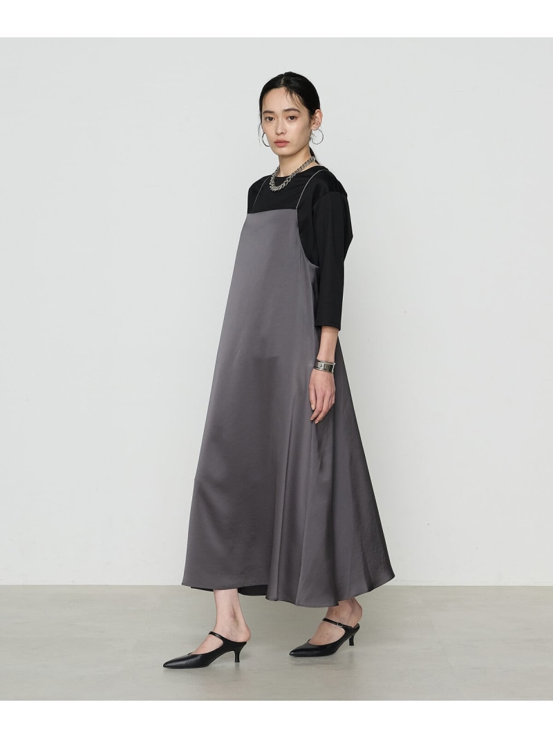 【SALE／40%OFF】トリアセテート/ポリエステル キャミドレス K.T KIYOKO TAKASE コムサ ワンピース・ドレス ワンピース グレー ブラック【RBA_E】【送料無料】[ Fashion]