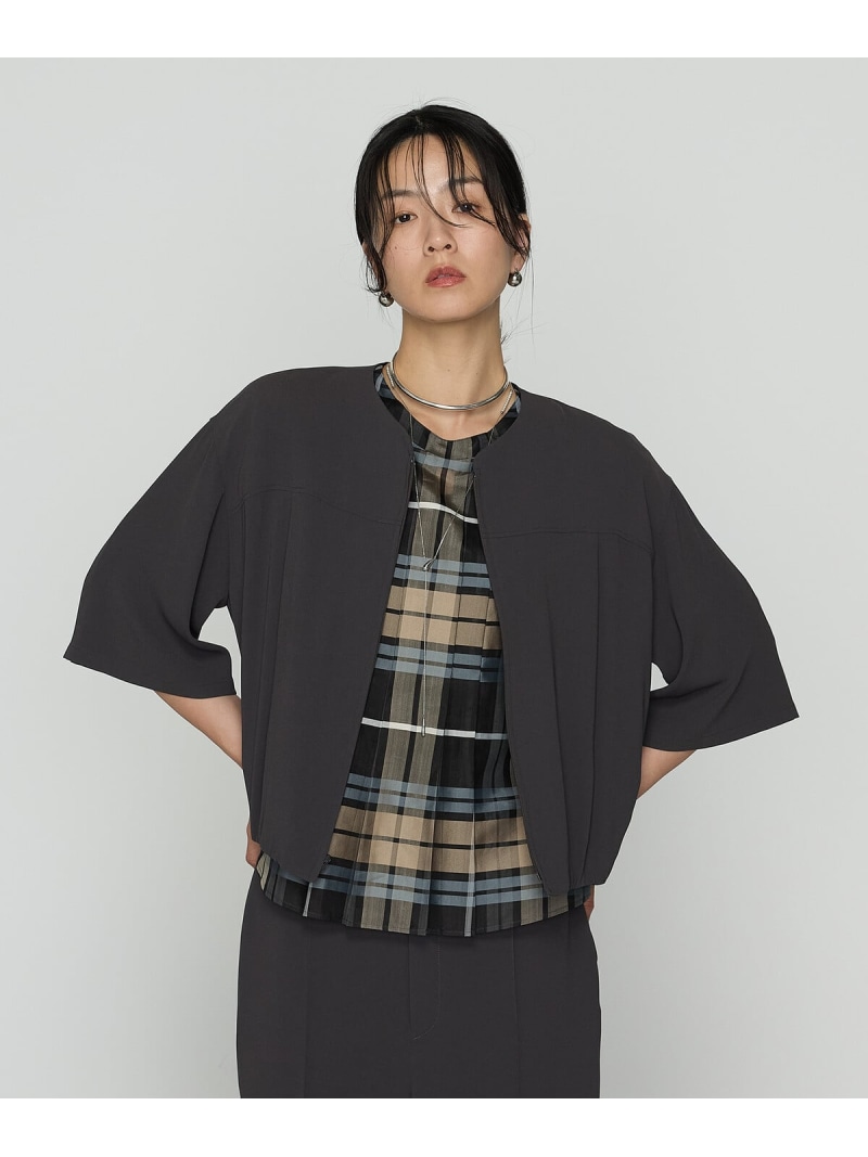 バックサテンジョーゼット ハーフスリーブブルゾン K.T KIYOKO TAKASE コムサ ジャケット・アウター ブルゾン・ジャンパー ネイビー【送料無料】[ Fashion]