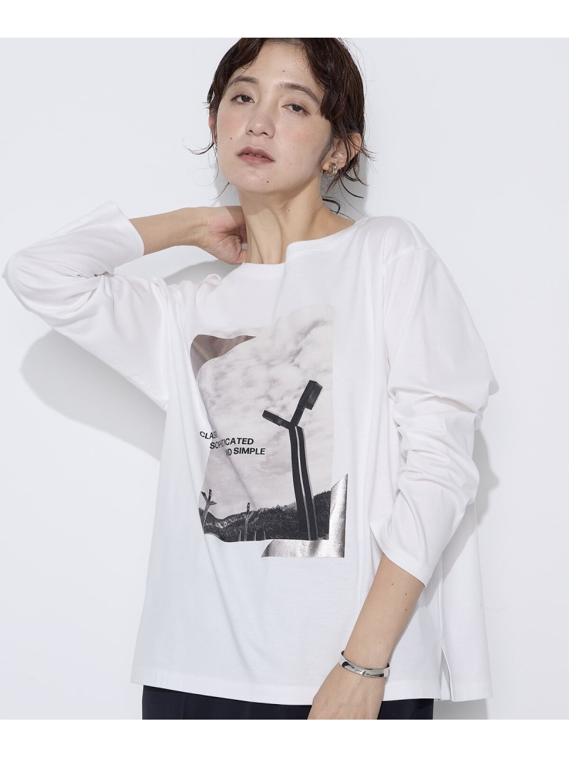 [ TALLサイズ ] スーピマバイオシルスムース プリントTシャツ COMME CA TALL コムサ トップス カットソー・Tシャツ ホワイト ネイビー グレー【送料無料】[ Fashion]