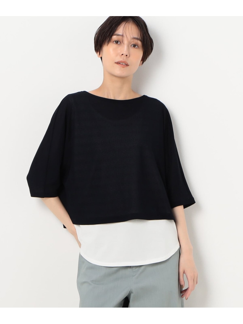 【SALE／20%OFF】【レイヤード】ジョーゼットジャージーセットTシャツ COMME CA コムサ トップス カットソー・Tシャツ ネイビー ブラック ブラウン【RBA_E】【送料無料】[ Fashion]