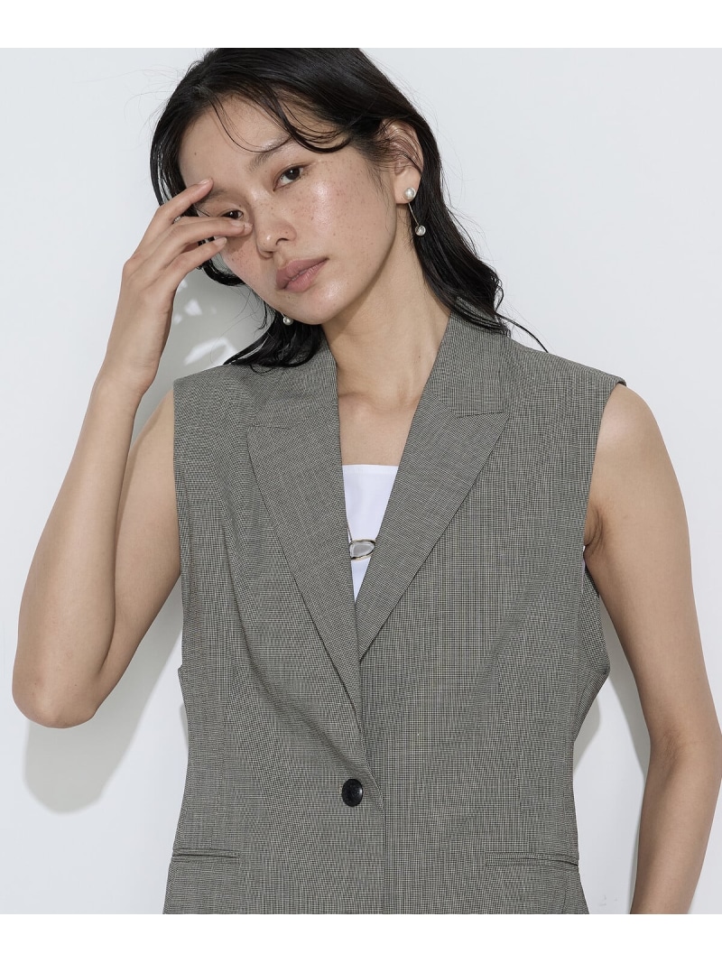 [ Sサイズ ] ストレッチミニ千鳥 ジレ COMME CA S-SIZE コムサ トップス ベスト・ジレ ベージュ【送料無料】[ Fashion]