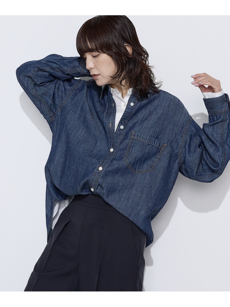 【SALE／10%OFF】[ +サイズ ] テンセル/リネンデニム シャツ COMME CA Wardrobe コムサ トップス シャツ・ブラウス ブルー【RBA_E】【送料無料】[ Fashion]