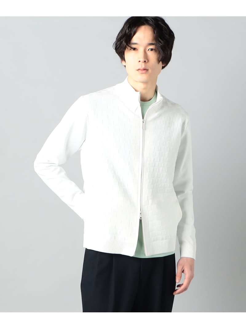 【SALE／59%OFF】【COMME CA MEN】市松ジャガードハイネックジップカーデ COMME CA MEN コムサメン トップス カーディガン ホワイト グリーン ブラック グレー【RBA_E】【送料無料】[ Fashion]