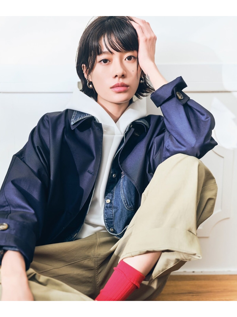 綿ポリエステルギャバ ショートトレンチコート COMME CA Wardrobe コムサ ジャケット・アウター ブルゾン・ジャンパー ネイビー カーキグリーン【送料無料】[ Fashion]