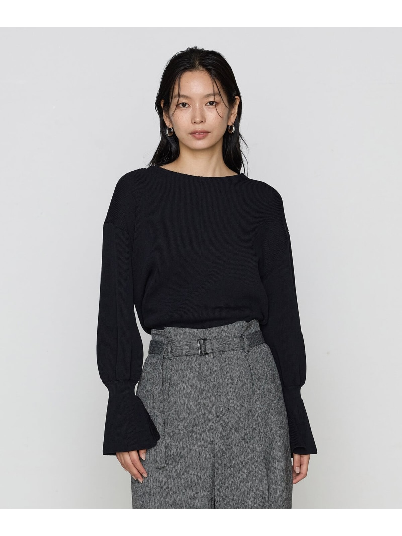 【SALE／35%OFF】コットンポリエステル フレアスリーブニット COMME CA コムサ トップス ニット ブラック ホワイト【RBA_E】【送料無料】[ Fashion]