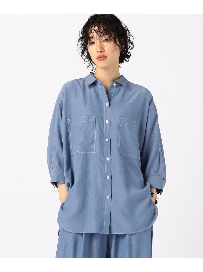【SALE／35%OFF】【セットアップ対応】オトナシャンブレー たっぷりシャツ Gabardine K.T コムサ トップス シャツ・ブラウス ブルー【RBA_E】【送料無料】[ Fashion]