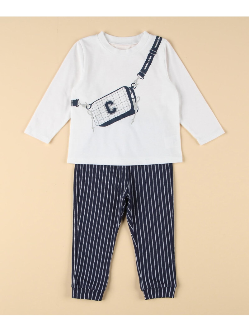 [SALE/ 10% OFF] Long Sleeve T-shirt and Pants Gift Set (80-90cm) COMME CA ISM Maternity Wear Baby Supplies Other Baby Goods Navy White [RBA_E] [Rakuten Fashion]