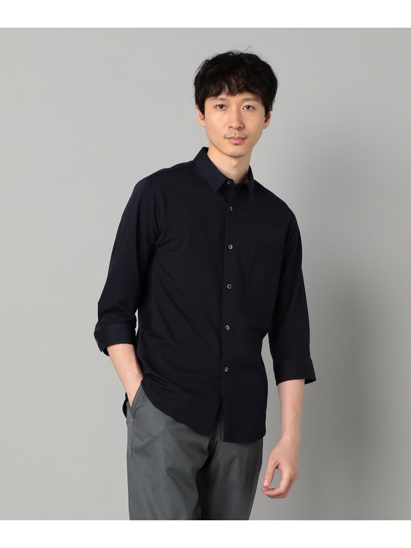 【SALE／46%OFF】【抗菌・防臭】TIOTIO加工 シアサッカージャージー 七分袖シャツ COMME CA MEN コムサメン トップス シャツ・ブラウス ネイビー ホワイト【RBA_E】【送料無料】[ Fashion]｜FIVEFOXes ONLINE STORE