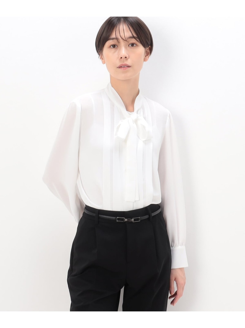 【SALE／40%OFF】ソアパールソフトツイル ブラウス COMME CA コムサ トップス シャツ・ブラウス ブラック ホワイト【RBA_E】【送料無料】[ Fashion]