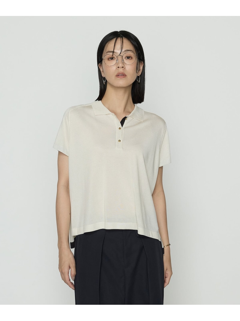 [ TALLサイズ ] シルキー天竺ニット ポロニットプルオーバー COMME CA TALL コムサ トップス ニット ブラック ベージュ【送料無料】[ Fashion]