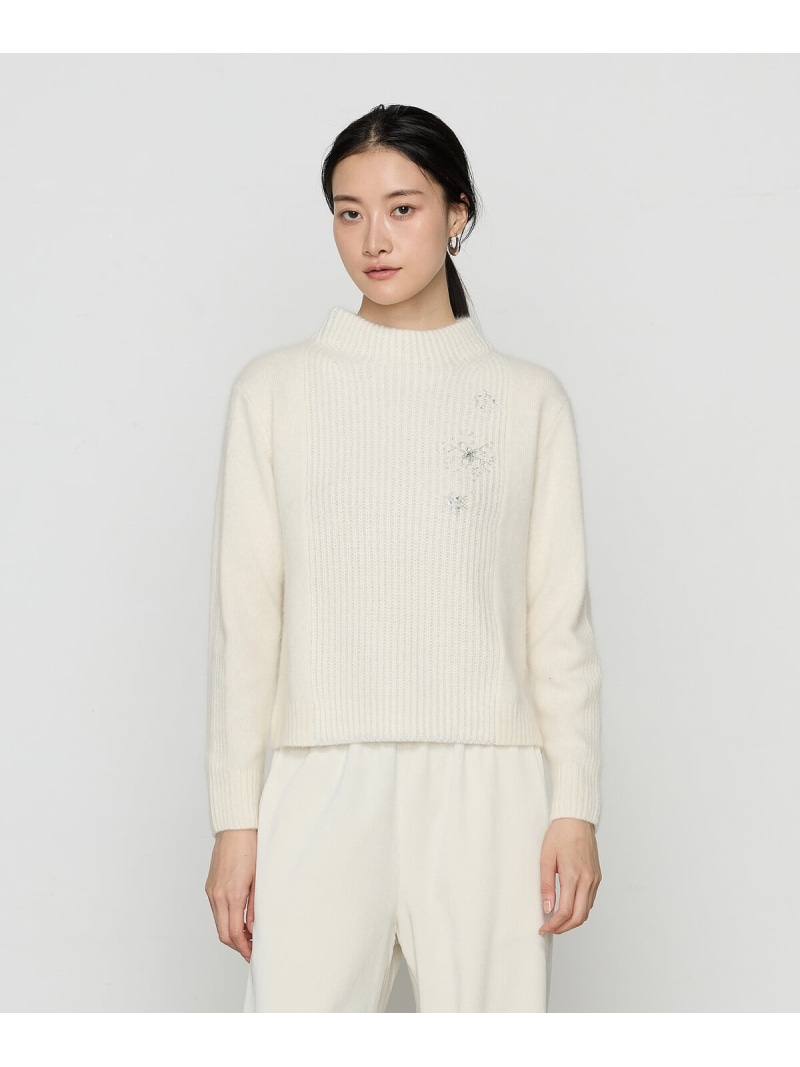 【SALE／28%OFF】[ +大いさ ] ラクーン*アンゴラブレンドヤーン パーティーニット・ボトルネックセーター Gabardine K.T + コムサ トップス 編み物 白いこと 薄墨色【RBA_E】【貨物輸送無料】[ Fashion] トップス-セーター-レディースファッション