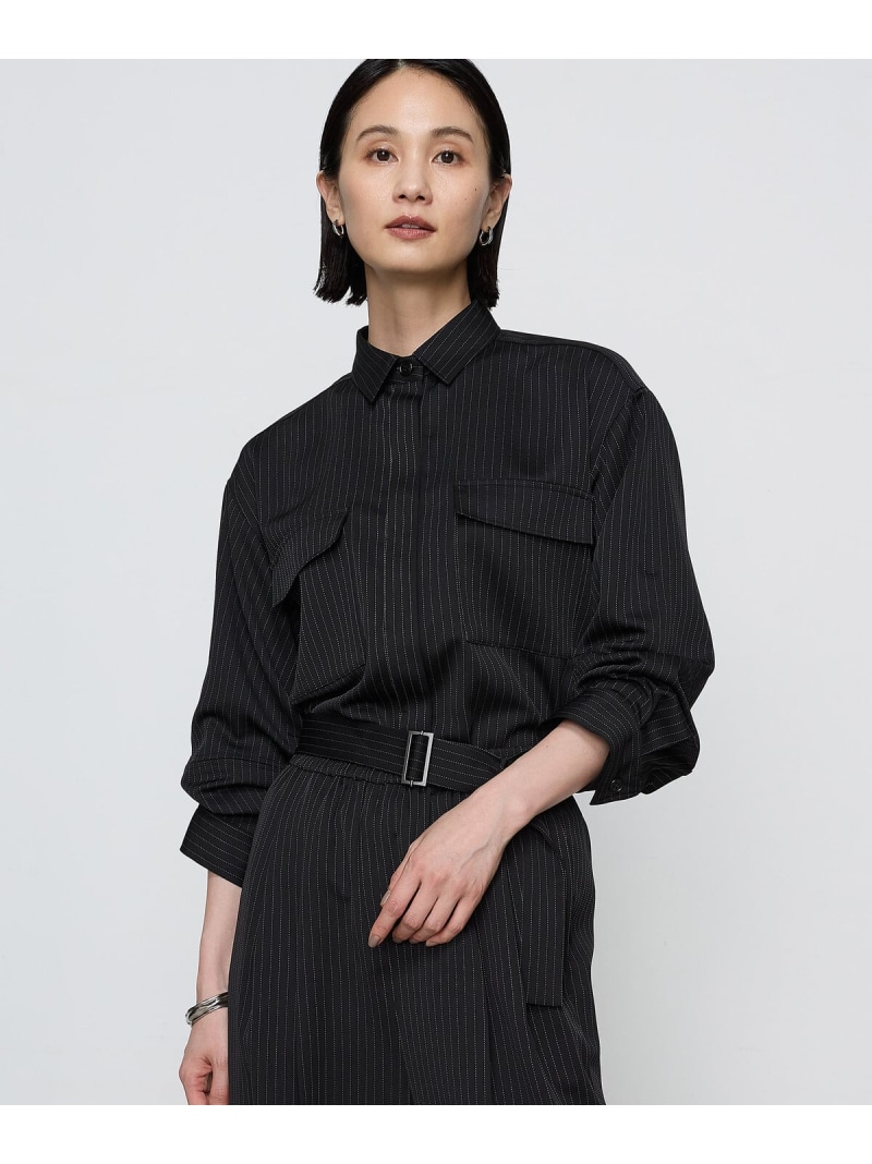 【SALE／30%OFF】[ Sサイズ ] 【ブライトリーセットアップ】サテンストライプ・無地 シャツジャケット COMME CA S-SIZE コムサ ジャケット・アウター ブルゾン・ジャンパー ブラック グレー【RBA_E】【送料無料】[ Fashion]