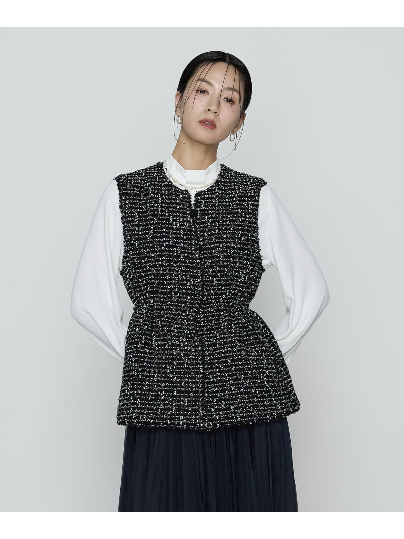 【SALE／10%OFF】ファンシーツィード キーネックカラージレ K.T KIYOKO TAKASE コムサ トップス より良い・ジレ サクラ色【RBA_E】【貨物輸送無料】[ Fashion]