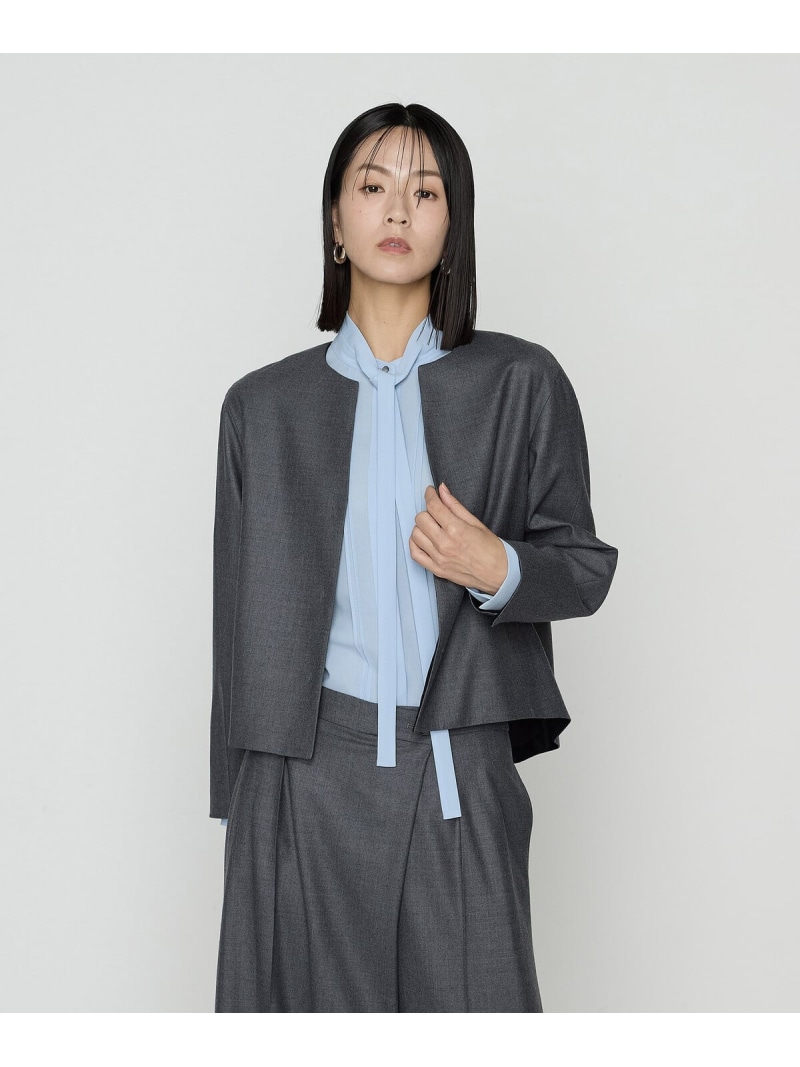 【SALE／20%OFF】[ S大きさ ] 【セットアップ相応う】ストレッチフラノノーカラージャケット K.T KIYOKO TAKASE S-SIZE コムサ 背広・フォーマル セットアップ背広 薄墨色【RBA_E】【貨物輸送無料】[ Fashion]