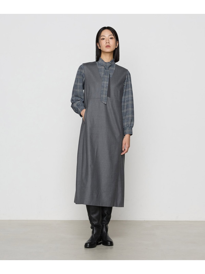 【SALE／50%OFF】2WAYストレッチフラノ ジャンパースカート K.T KIYOKO TAKASE コムサ ワンピース・ドレス ワンピース グレー ブラック【RBA_E】【送料無料】[ Fashion]