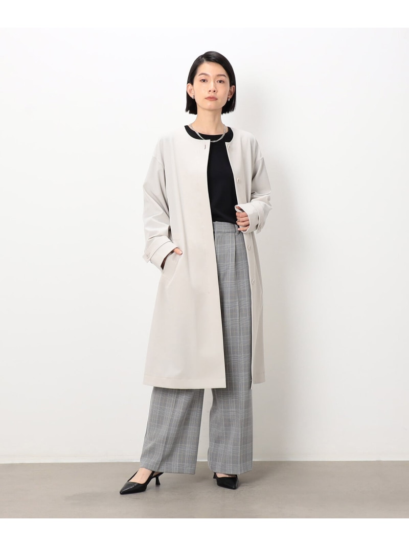【SALE／50%OFF】ノーカラーコート COMME CA ISM コムサイズム ジャケット・アウター トレンチコート ベージュ グレー【RBA_E】【送料無料】[ Fashion]