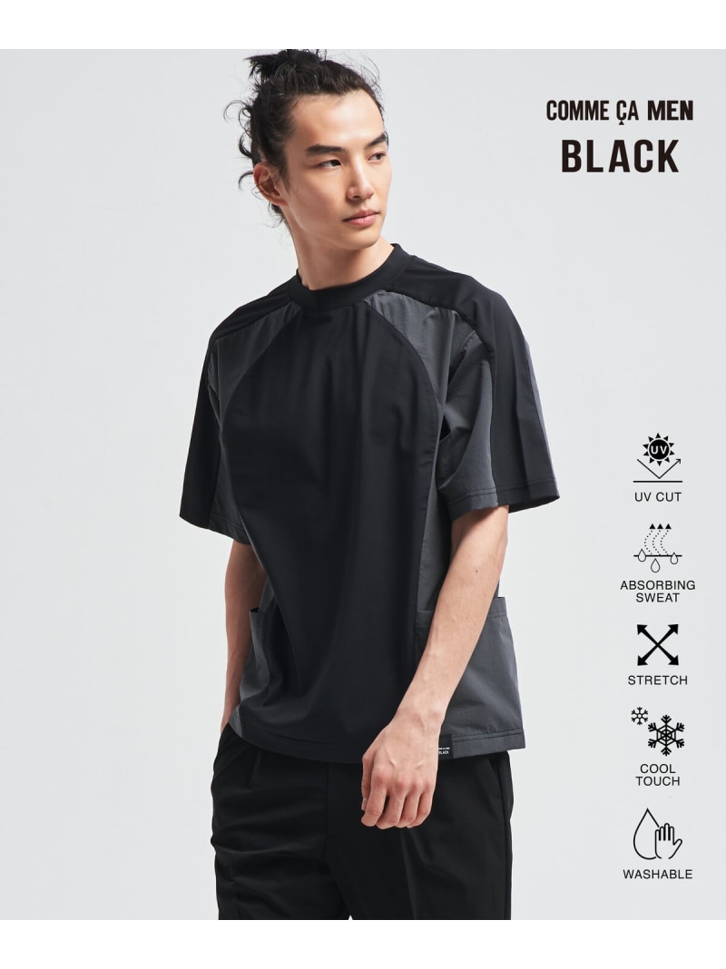 【吸水速乾・接触冷感】【COMME CA MEN BLACK】アクティブドライ Tシャツ COMME CA MEN コムサメン トップス カットソー・Tシャツ ブラック【送料無料】[ Fashion]｜FIVEFOXes ONLINE STORE