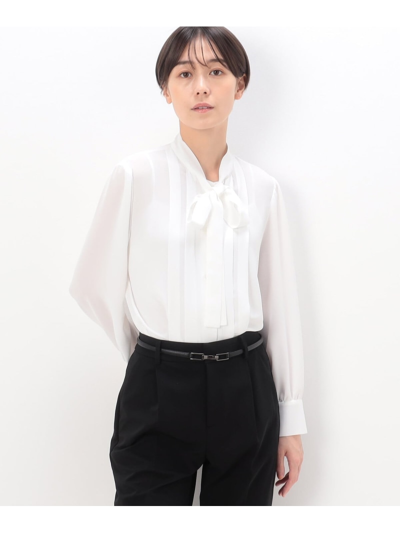 【SALE／43%OFF】[ TALLサイズ ] トリアセテートツイル ブラウス COMME CA TALL コムサ トップス シャツ・ブラウス ホワイト ブラック【RBA_E】【送料無料】[ Fashion]