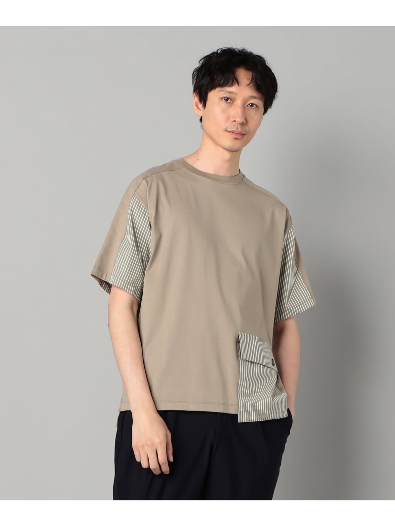 【SALE／40%OFF】ストライプポケット Tシャツ β MEN コムサメン トップス カットソー・Tシャツ ブルー カーキグリーン【RBA_E】【送料無料】[ Fashion]