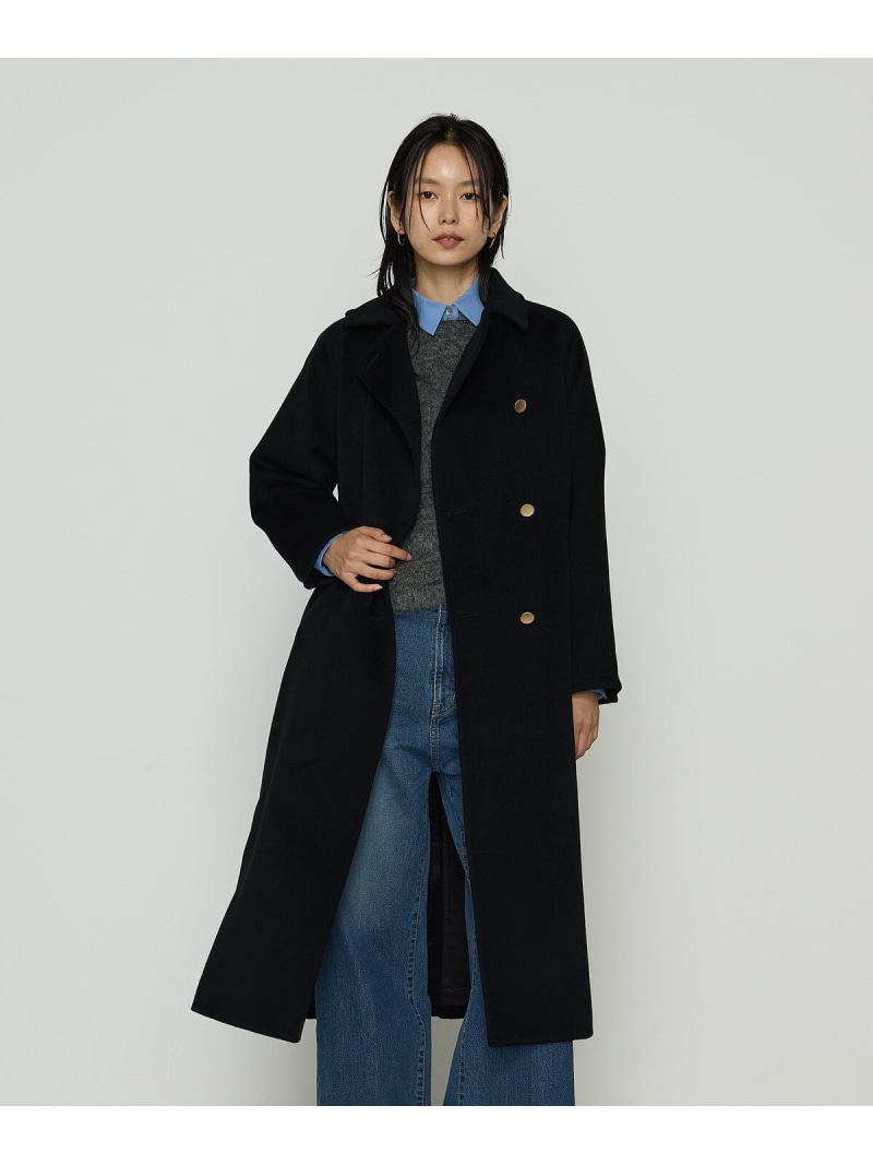 【SALE／19%OFF】アンゴラウール ロングトレンチコート K.T KIYOKO TAKASE コムサ ジャケット・アウター トレンチコート ブルー ブラック【RBA_E】【送料無料】[ Fashion]