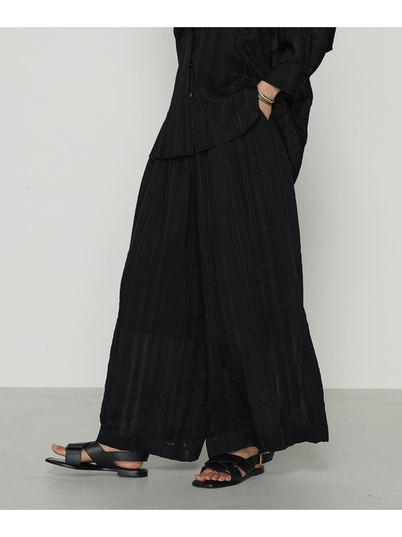 【SALE／10%OFF】ジャカードボーダー タックワイドパンツ Gabardine K.T コムサ パンツ その他のパンツ ブラック【RBA_E】【送料無料】[ Fashion]