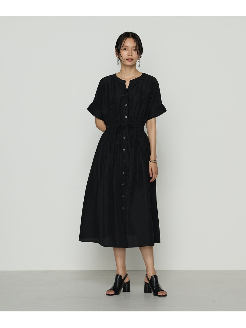 【SALE／19%OFF】[ +サイズ ] アセテートリネンタッサー ヘンリーネックワンピース Gabardine K.T + コムサ ワンピース・ドレス ワンピース ネイビー ブラック【RBA_E】【送料無料】[ Fashion]
