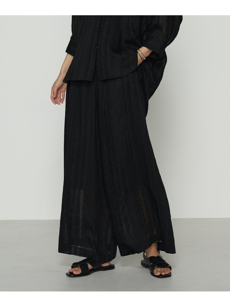 【SALE／10%OFF】[ +サイズ ] ジャカードボーダー タックワイドパンツ Gabardine K.T + コムサ パンツ その他のパンツ ブラック【RBA_E】【送料無料】[ Fashion]
