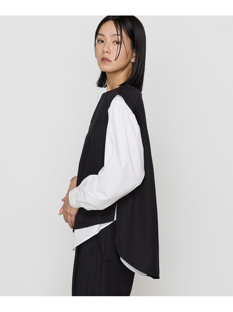 【SALE／20%OFF】【セットアップ対応】パウダーツイルストレッチ ブラウス付きベスト Gabardine K.T コムサ トップス シャツ・ブラウス ネイビー グレー【RBA_E】【送料無料】[ Fashion]