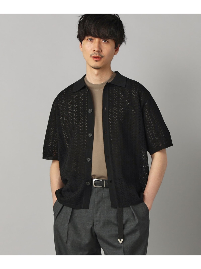 メッシュ半袖 ニットシャツ COMME CA MEN コムサメン トップス ニット ブルー ブラック【送料無料】[ Fashion] 19,800円