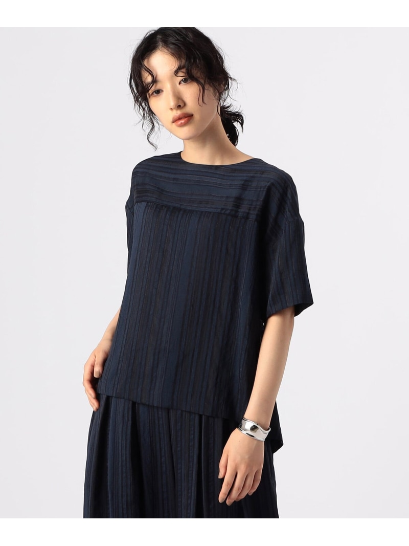 【SALE／20%OFF】ジャカードボーダー ゆったりプルオーバー Gabardine K.T コムサ トップス シャツ・ブラウス ネイビー【RBA_E】【送料無料】[ Fashion]