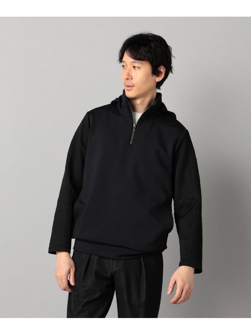 ダウンファブリック ハーフジップパーカ COMME CA MEN コムサメン トップス パーカー・フーディー グレー ブラック【送料無料】[ Fashion] 21,560円