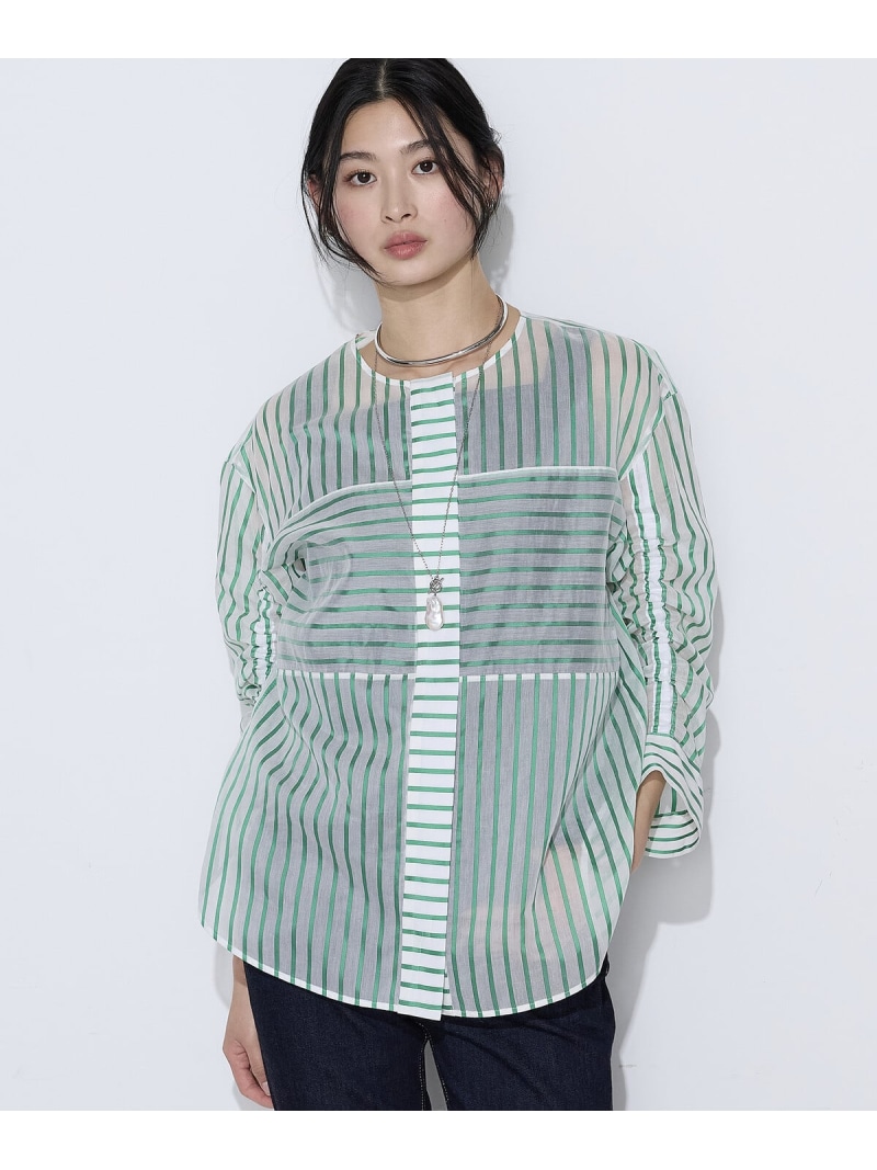 【SALE／10%OFF】キュプラリネン コットンシルクシアーストライプシャ K.T KIYOKO TAKASE コムサ トップス シャツ・ブラウス ホワイト【RBA_E】【送料無料】[ Fashion]