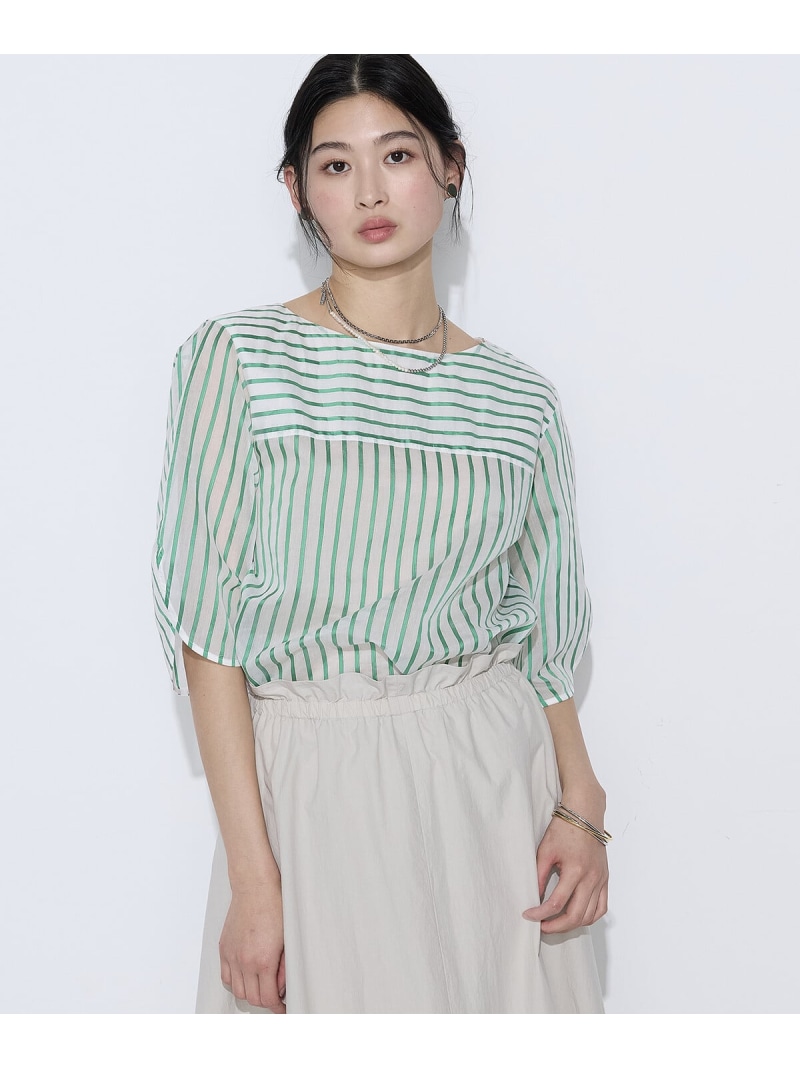 【SALE／19%OFF】キュプラリネン コットンシルクストライププルオーバー K.T KIYOKO TAKASE コムサ トップス シャツ・ブラウス ホワイト【RBA_E】【送料無料】[ Fashion]