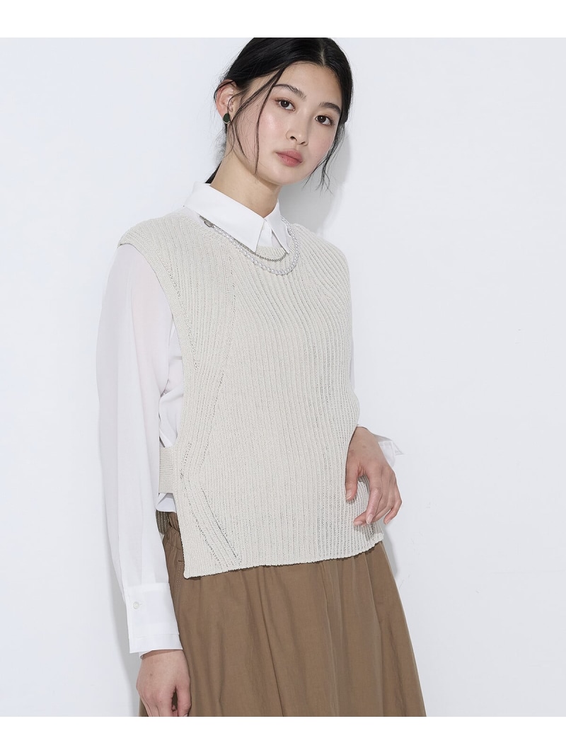 【SALE／19%OFF】[ TALLサイズ ] 和紙混ドライタッチ ニットジレ K.T KIYOKO TAKASE TALL コムサ トップス ニット ネイビー ベージュ【RBA_E】【送料無料】[ Fashion]