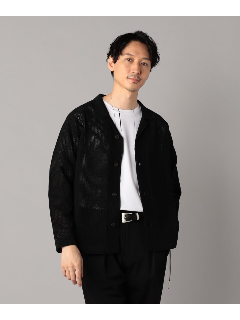 【SALE／19%OFF】メッシュ編み ニットシャツ COMME CA MEN コムサメン トップス カーディガン ブラック ブラウン【RBA_E】【送料無料】[ Fashion]