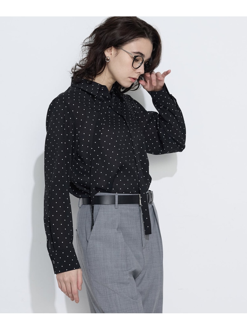 【SALE／19%OFF】ドットプリント ボウタイシャツ COMME CA コムサ トップス シャツ・ブラウス ブラック グレー【RBA_E】【送料無料】[ Fashion]