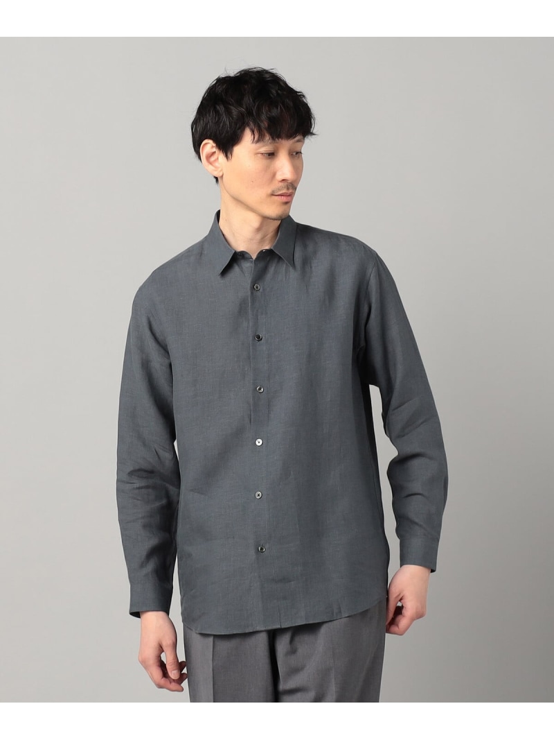 【SALE／46%OFF】[LIBECO社]ベルギーリネンブロード レギュラーカラーシャツ COMME CA MEN コムサメン トップス シャツ・ブラウス ブラック グレー【RBA_E】【送料無料】[ Fashion]