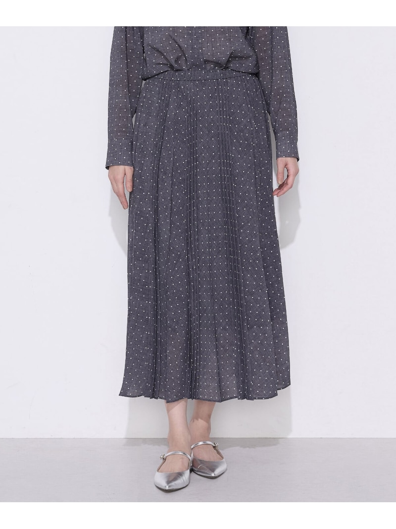 [ TALLサイズ ] ドットプリント プリーツスカート COMME CA TALL コムサ スカート ロング・マキシスカート グレー ブラック【送料無料】[ Fashion]